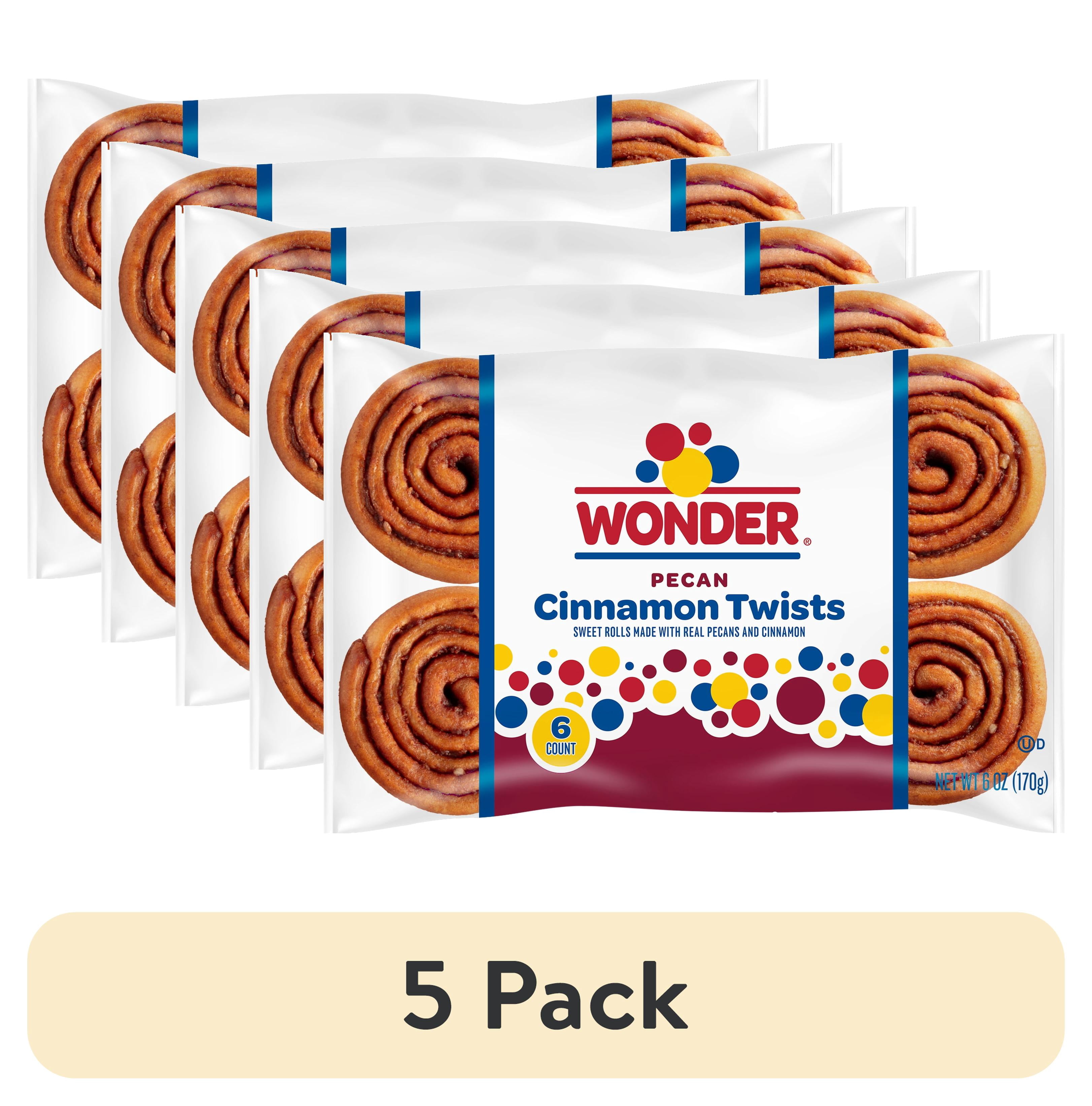 (5 pack) Wonder Cinnamon Twist, Cinnamon and Pecan Baked Pastry Rolls, 6 oz, 6 Count