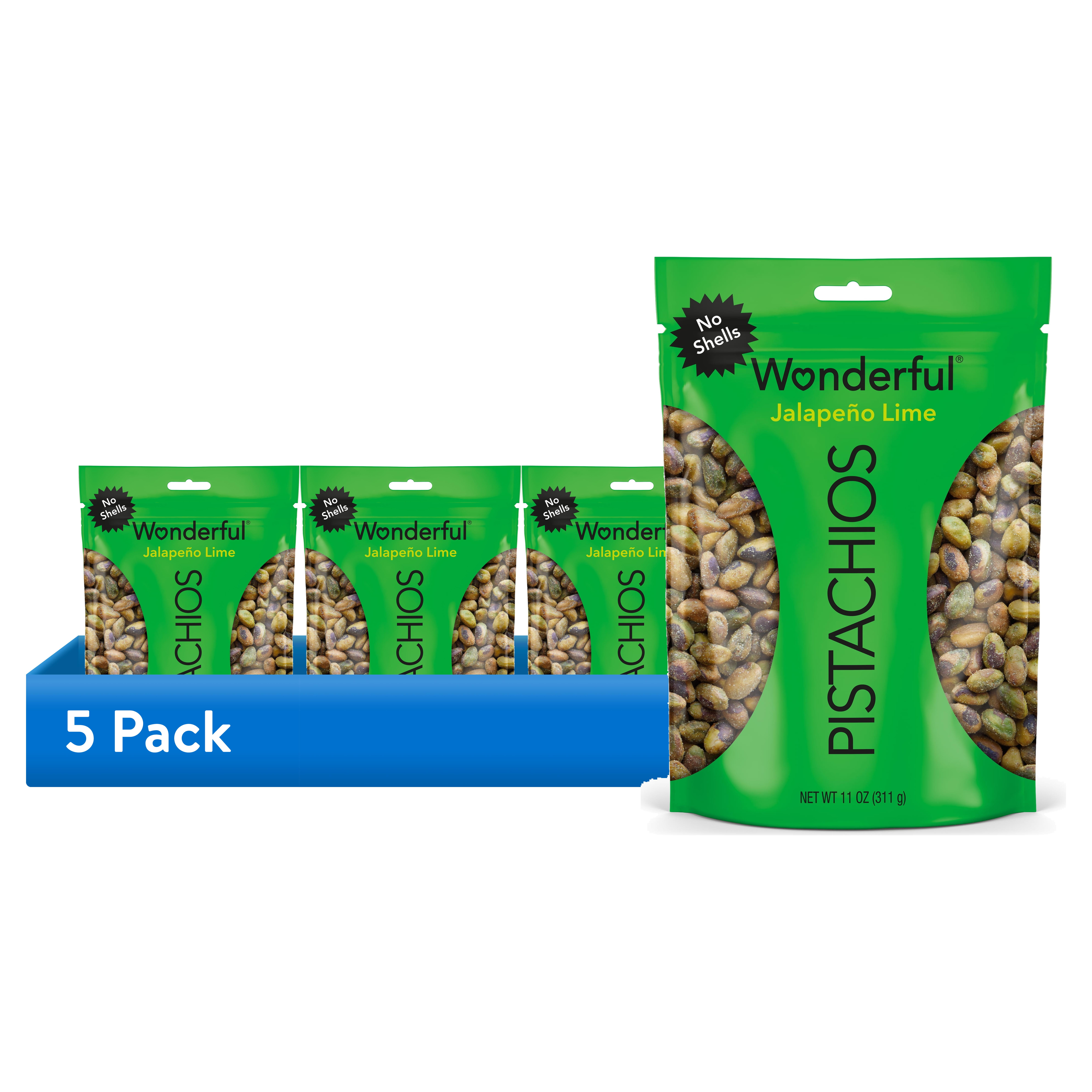 5 pack) Wonderful Pistachios No Shells Jalapeno Lime Nuts, 11