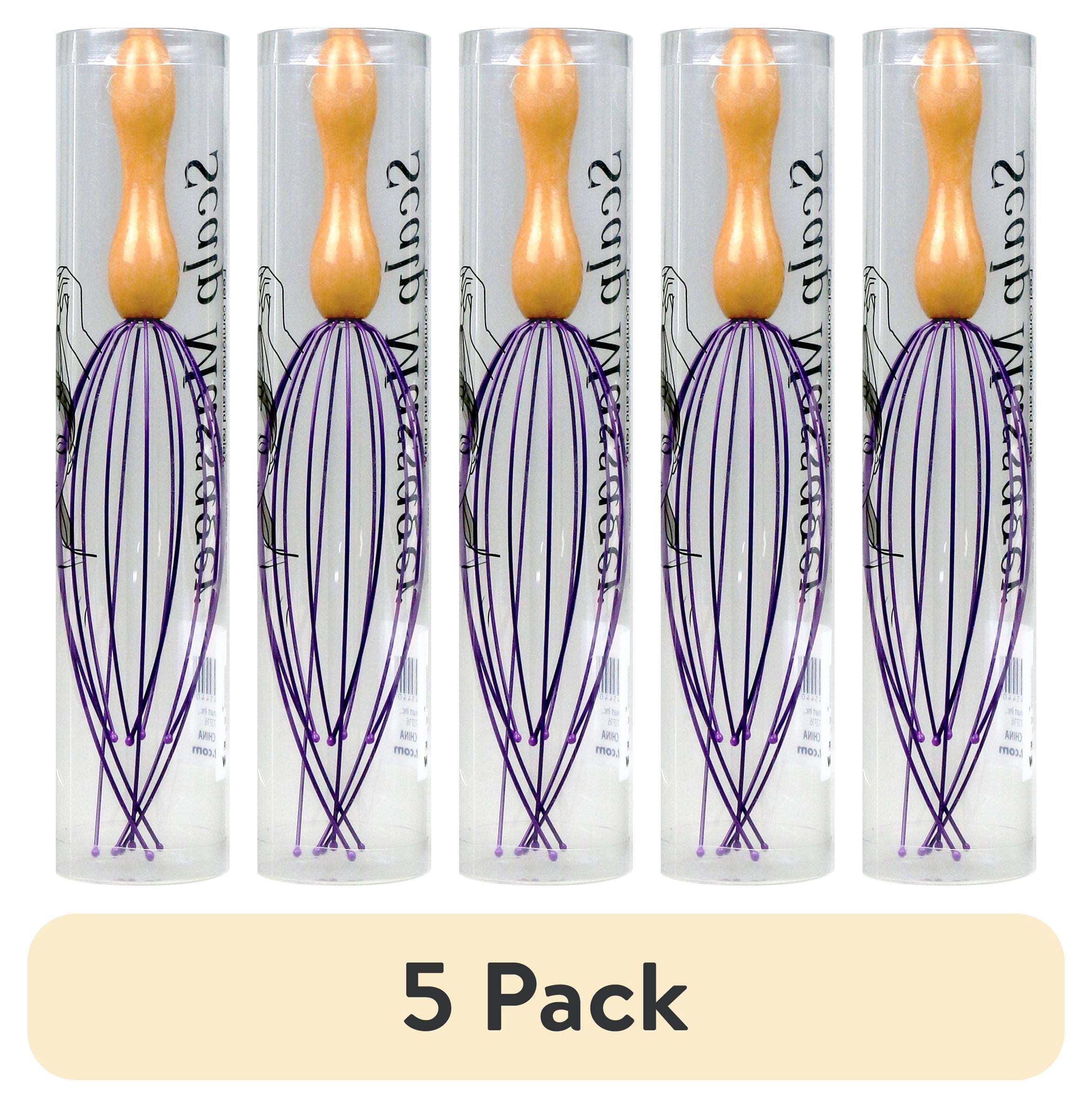 (5 pack) Wooden Scalp Massager, Stainless Legs, Purple