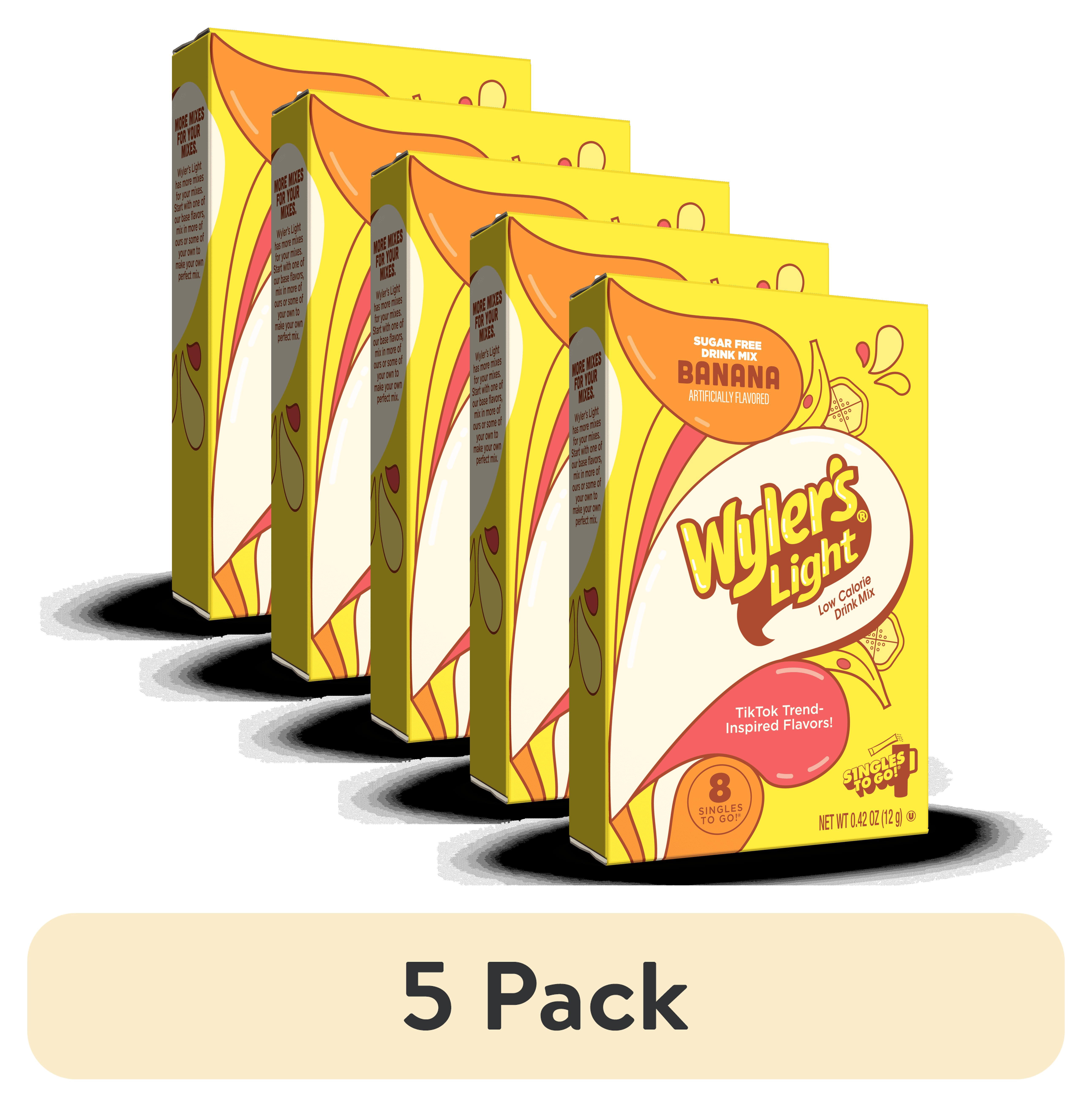 (5 pack) Wyler's Light Watertok Banana, Singles to Go Powdered Drink Mix, 8 Count Packets
