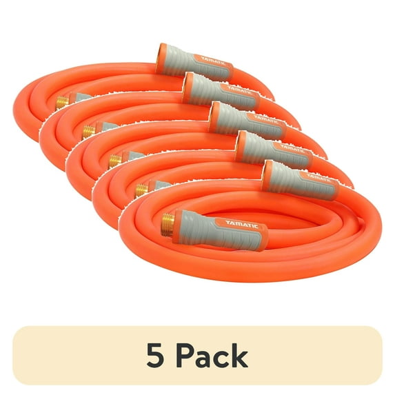 (5 pack) YAMATIC Short Garden Hose 5/8'' x 10 ft Flexible Leader Hose, Heavy Duty, Burst 600 PSI