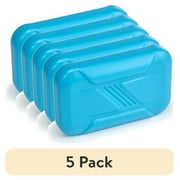 (5 pack) Your Zone Reusable Ice Pack for Kids Lunch Box, Aqua, Light Weight, Plastic