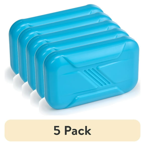 (5 pack) Your Zone Kids Reusable Slim Ice Pack for Food Storage, Lunch Box Ice Pack, Lightweight, Neon Aqua