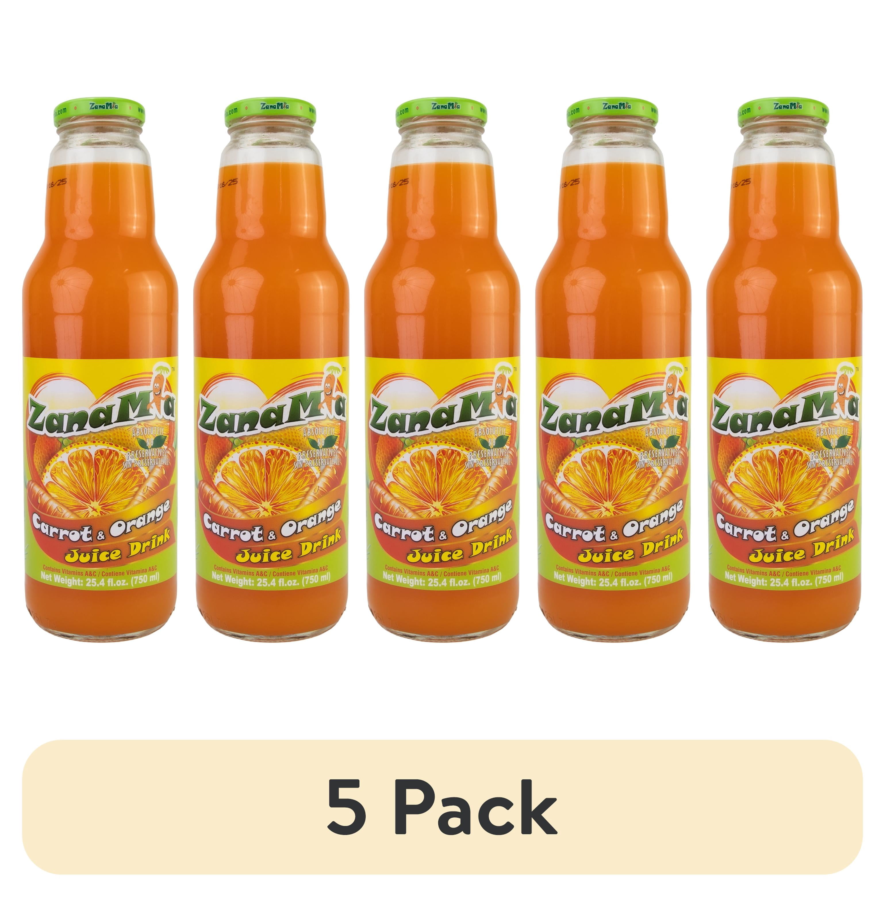 (5 pack) ZanaMia Carrot Orange Juice Drink, 25.4 fl oz Single Glass Bottle