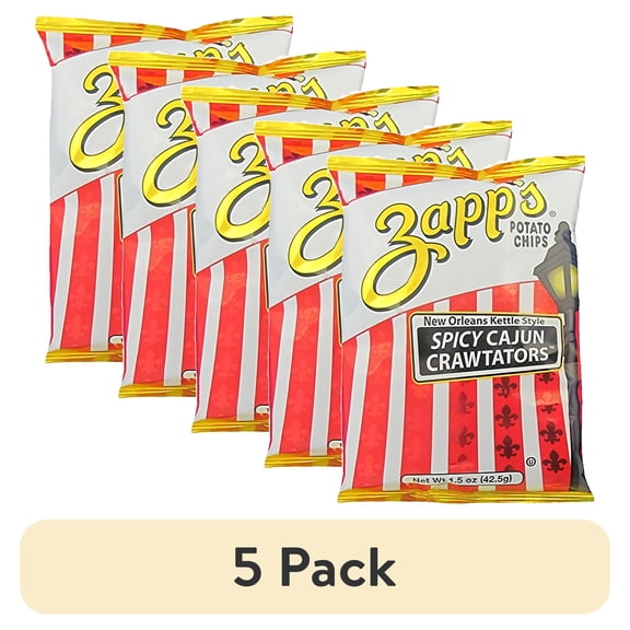 (5 pack) Zapp's New Orleans Kettle-Style Potato Chips, Cajun Crawtator Crunchy Chips | 30 Count