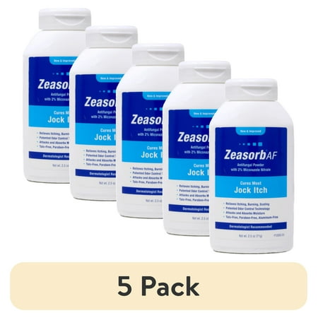 (5 pack) Zeasorb Super Absorbent Antifungal Treatment Powder for Jock Itch 2.5 oz