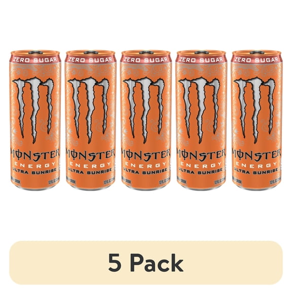 (5 pack) Monster Energy Ultra Sunrise Sugar Free Energy Drink 12 fl oz Can