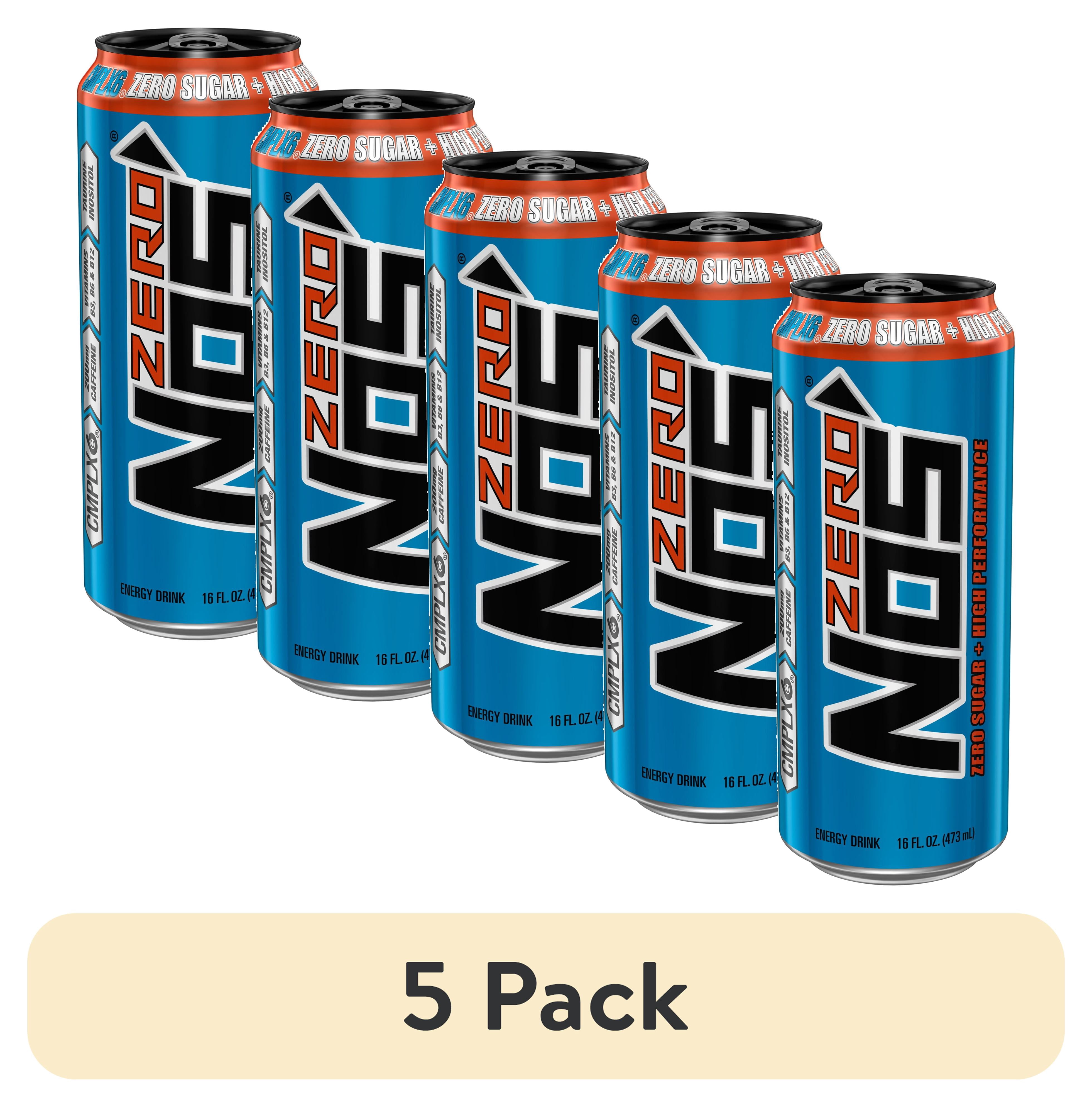 (5 pack) Zero Sugar Energy Drink, Zero Sugar Flavor, 16 oz Can
