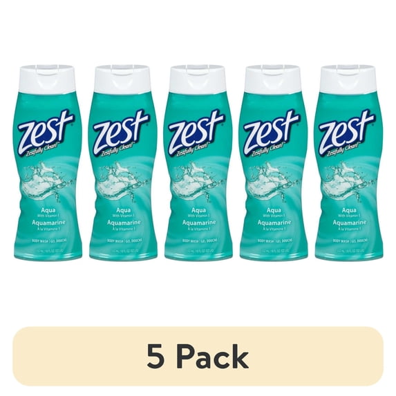 (5 pack) Zest Body Wash, Aqua 18 oz