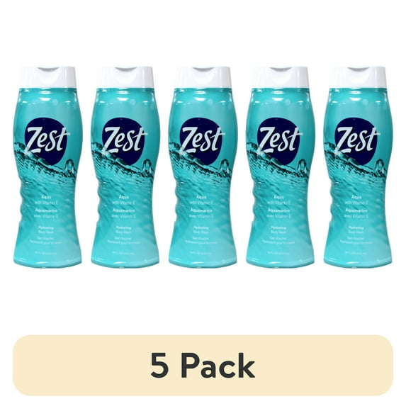 (5 pack) Zest Hydrating Body Wash Shower Gel Aqua Scent with Vitamin E 18 fl oz