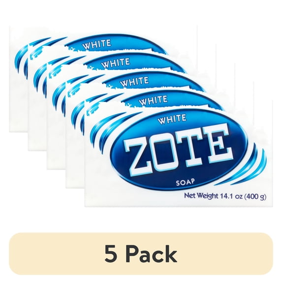 (5 pack) Zote White Laundry Bar Soap, Hand & Machine Wash, All Ages, Gentle & Long-Lasting, Laundry Detergent, Bar Cleanser with Sodium Tallowate, 14.1 oz