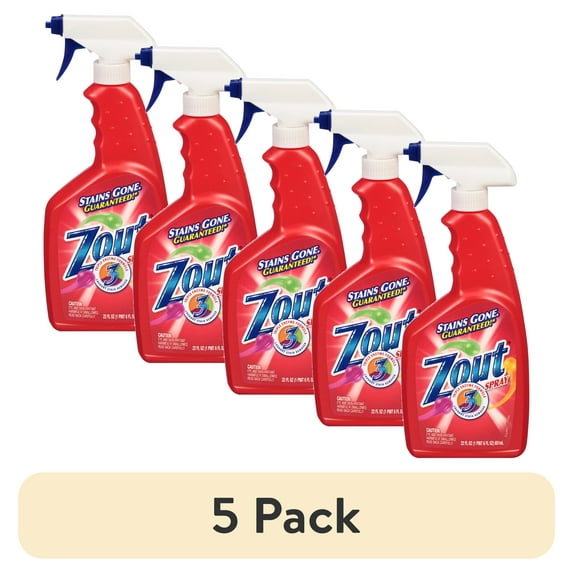 (5 pack) Zout Laundry Stain Remover Spray, Triple Enzyme Formula, 22 oz, 1 Pack
