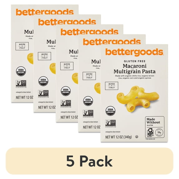 (5 pack) bettergoods Gluten Free Macaroni Multigrain Pasta, 12 oz