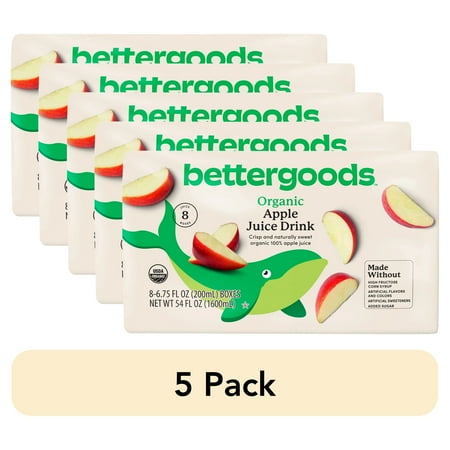 (5 pack) bettergoods Organic Apple Juice Drink, 6.75 fl oz, 8 Count