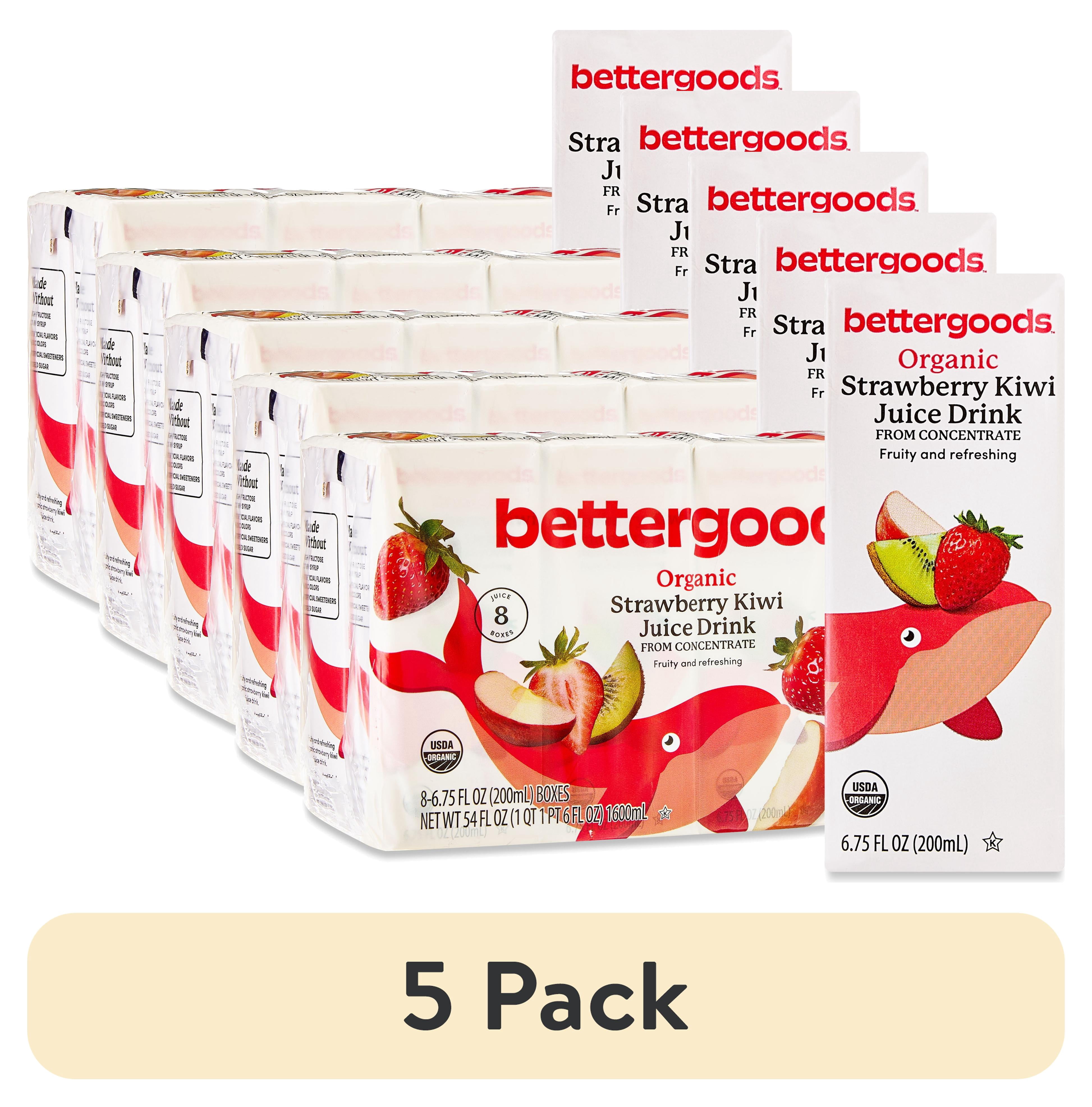 (5 pack) bettergoods Organic Strawberry Kiwi Juice Drink, 6.75 fl oz , 8 Count