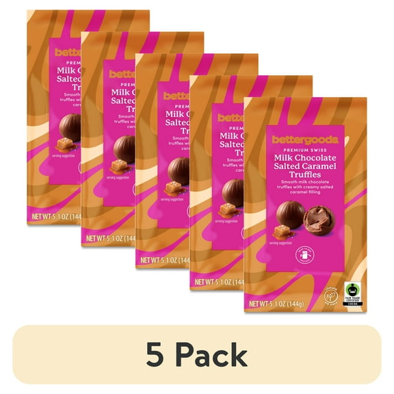(5 pack) bettergoods Premium Swiss Milk Chocolate Salted Caramel Truffles, 5.1 oz