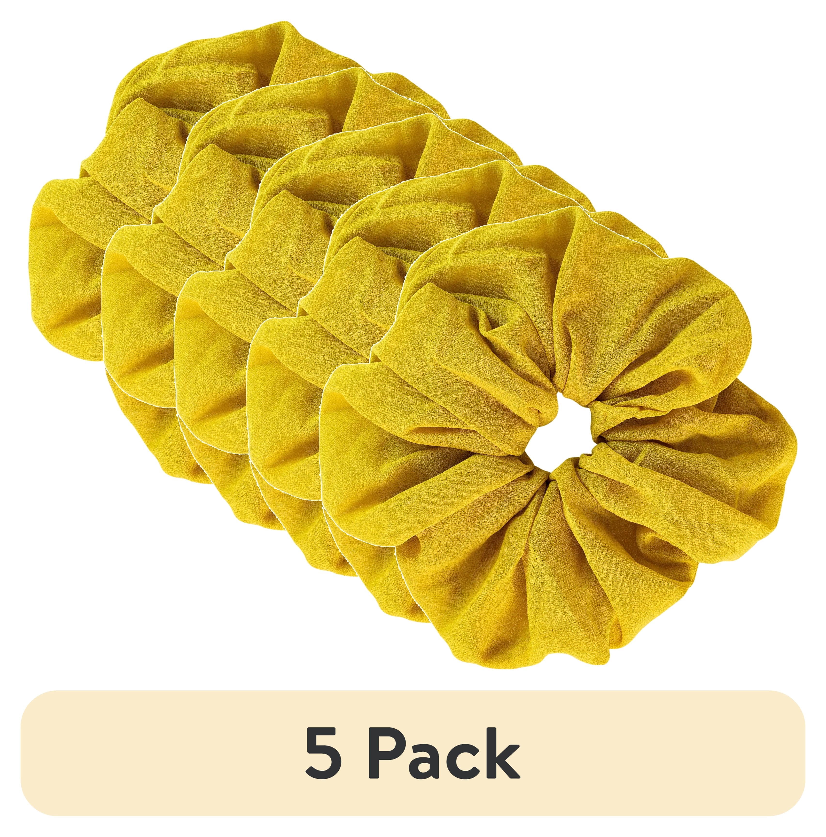 (5 pack) by Scunci The Original Scrunchie in Jumbo Size Perfect for All Hair Types in Chiffon-like Golden Fabric, 1ct