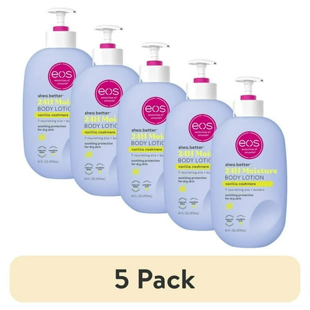 (5 pack) eos Shea Better 24H Moisture Body Lotion, Vanilla Cashmere, for Dry Skin, 16 fl oz
