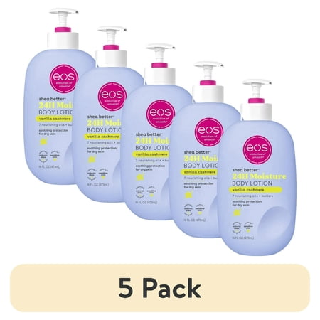 (5 pack) eos Shea Better 24H Moisture Body Lotion, Vanilla Cashmere, for Dry Skin, 16 fl oz