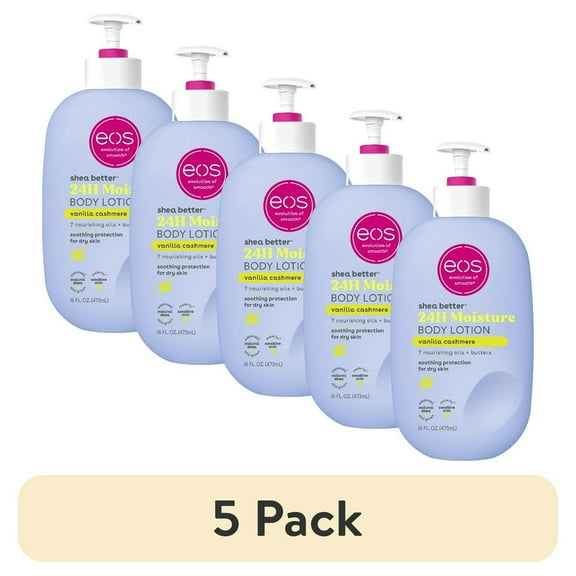 (5 pack) eos Shea Better 24H Moisture Body Lotion, Vanilla Cashmere, for Dry Skin, 16 fl oz