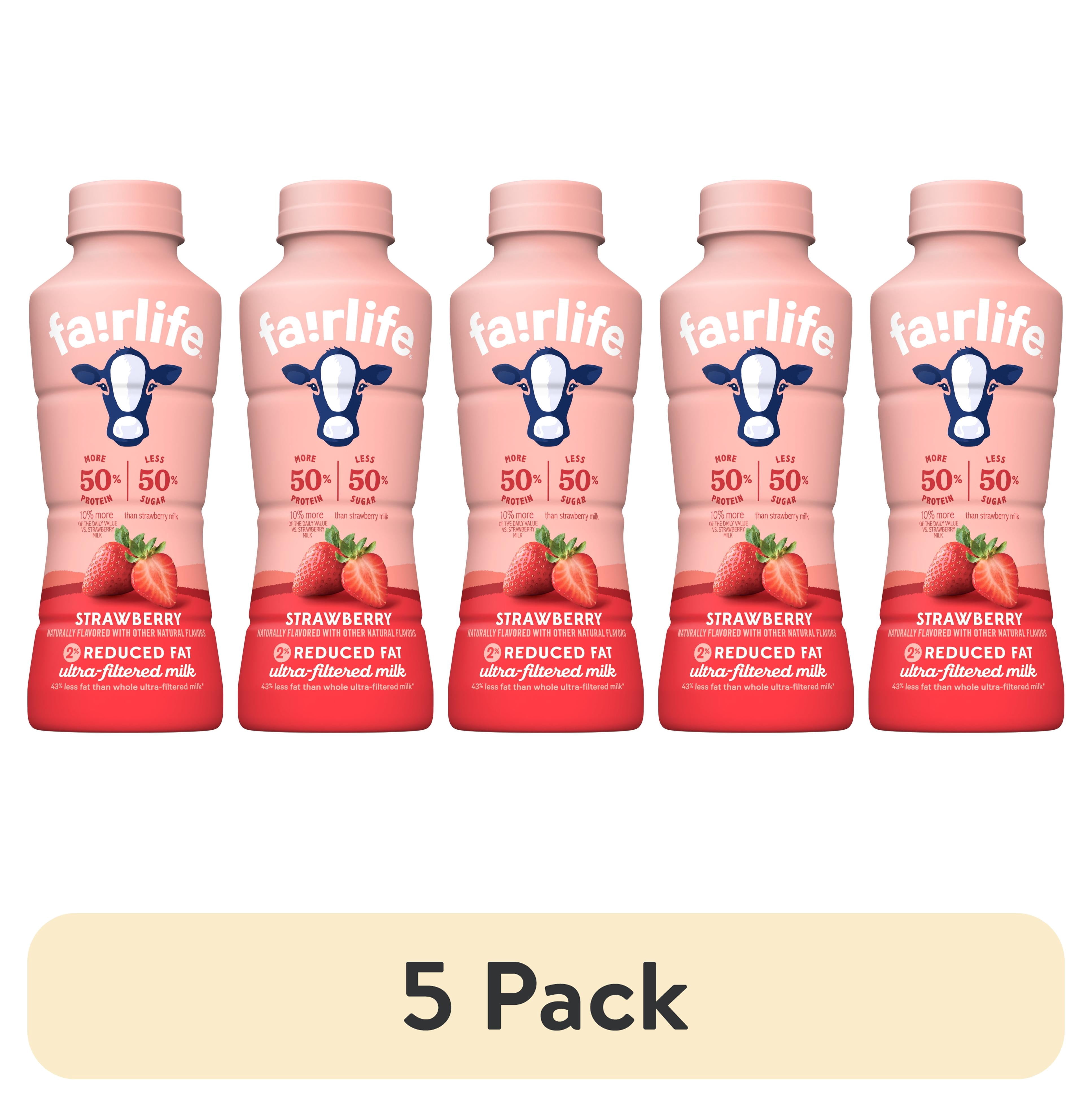 (5 pack) fairlife Ultra Filtered Milk, Lactose Free 2% Reduced Fat Strawberry Milk Bottle, 14 fl oz