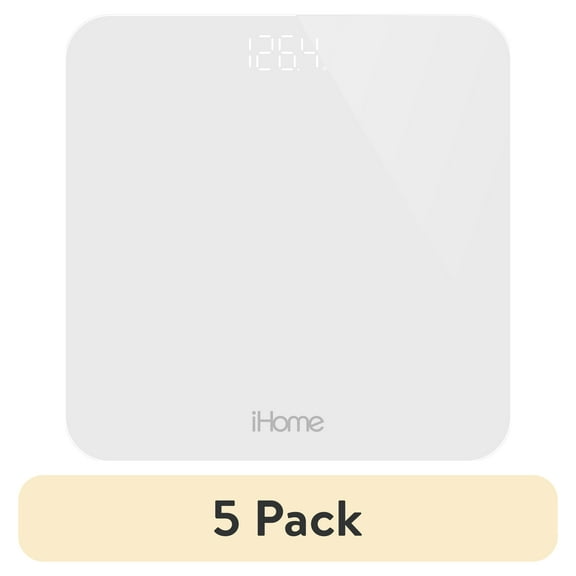 (5 pack) iHome Digital Battery Powered Bathroom Scale 397 lbs FSA and HSA Eligible, White