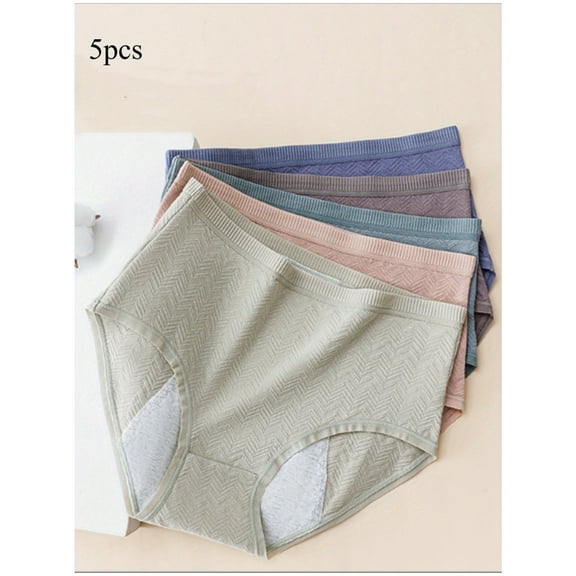 5 pack of women's leak-proof plus size menstrual pants, comfortable and breathable