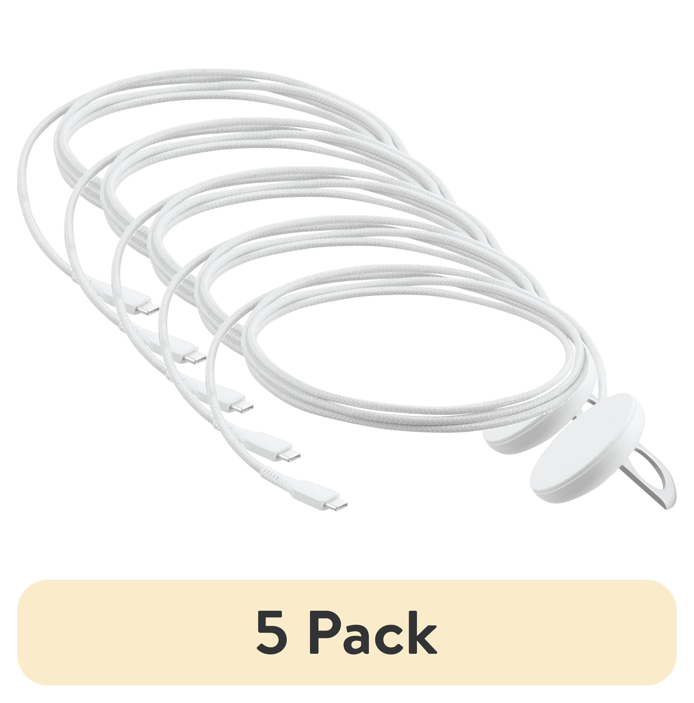 (5 pack) onn 15W Magnetic Wireless Charging Pad, Qi2 Certified, braided cable, White - Compatible with iPhone 17/16/15/14/13/12 series