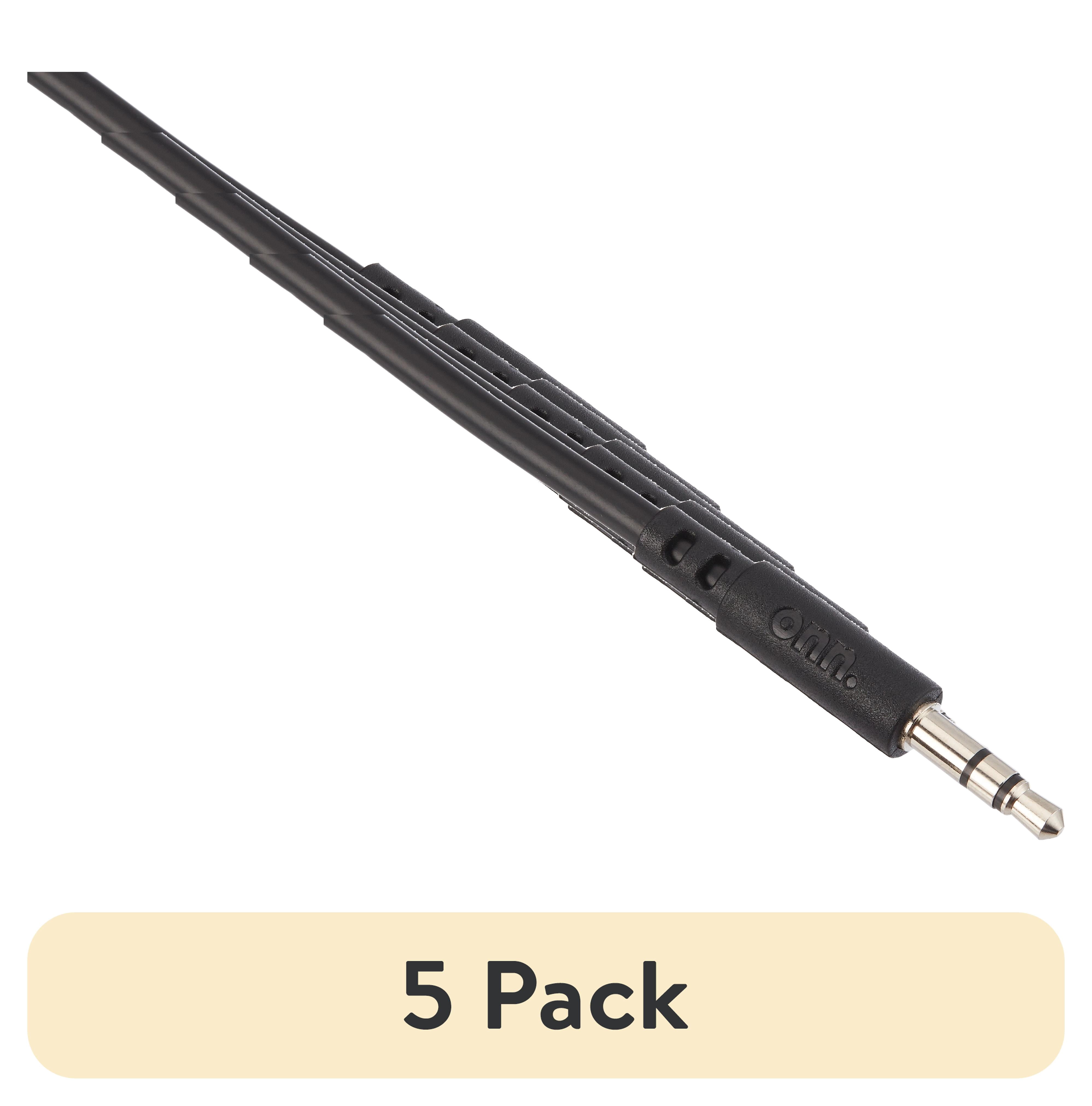 (5 pack) onn 3.5mm AUX Audio Cable Outdoor 3' 3.5mm AUX to 3.5mm AUX Cable port with 1 Pack