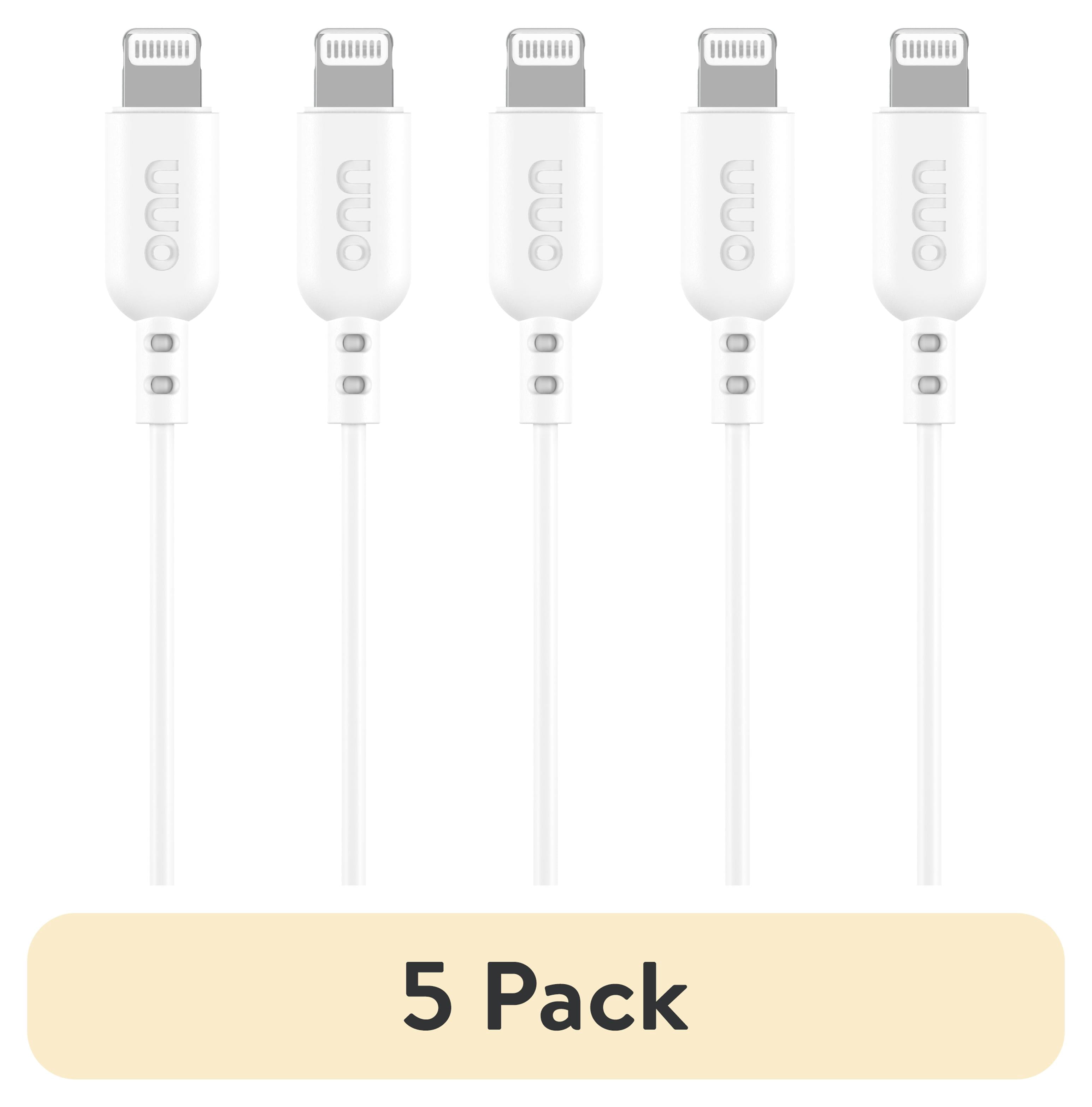 (5 pack) onn 3' Lightning to 3.5 mm Audio AUX Cable for iPhone iPad