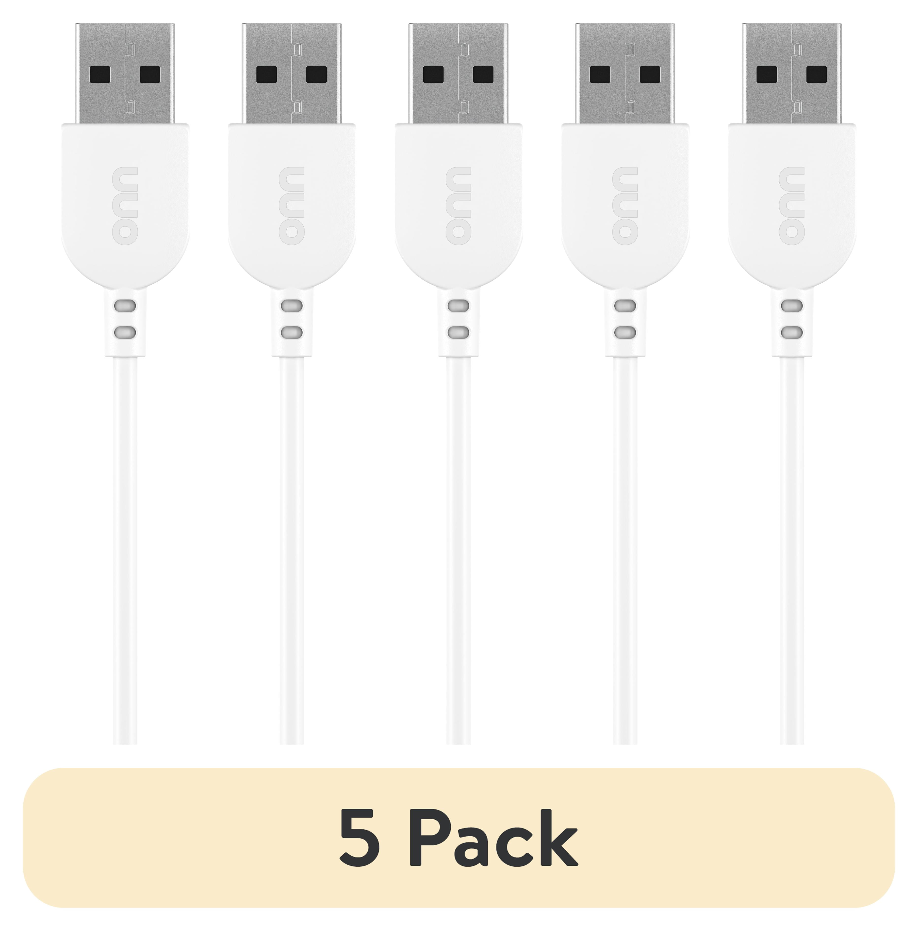 (5 pack) onn 3ft USB-C to USB-A Charging Cable USB-IF Certified White Compatible with iPhone 17 Samsung Galaxy Pixel