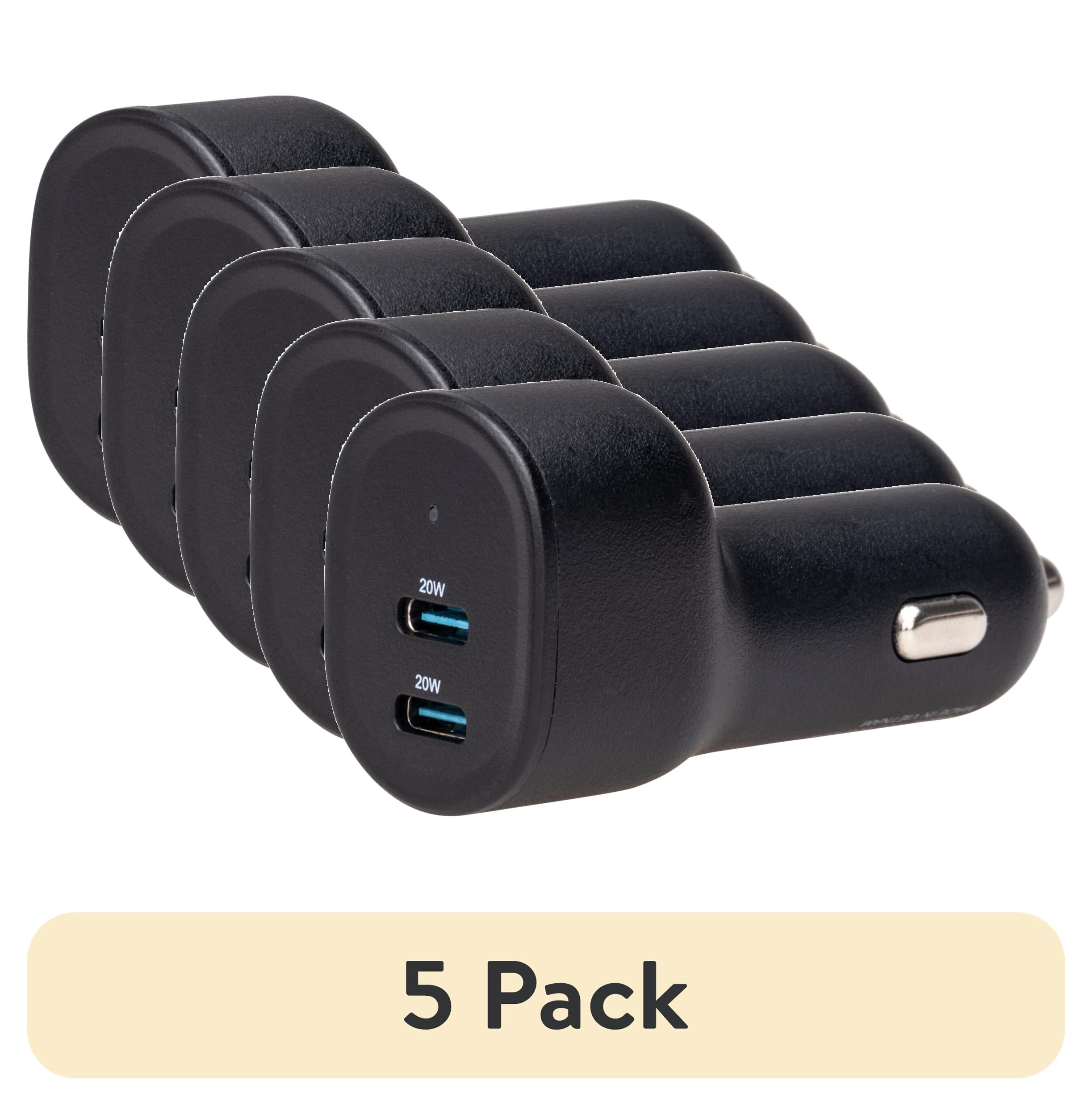 (5 pack) onn 40W Dual USB-C Port Car Charger, Fast Charging, USB-IF Certified, Black, Compatible with iPhone Series, Samsung Galaxy, Google Pixel and More