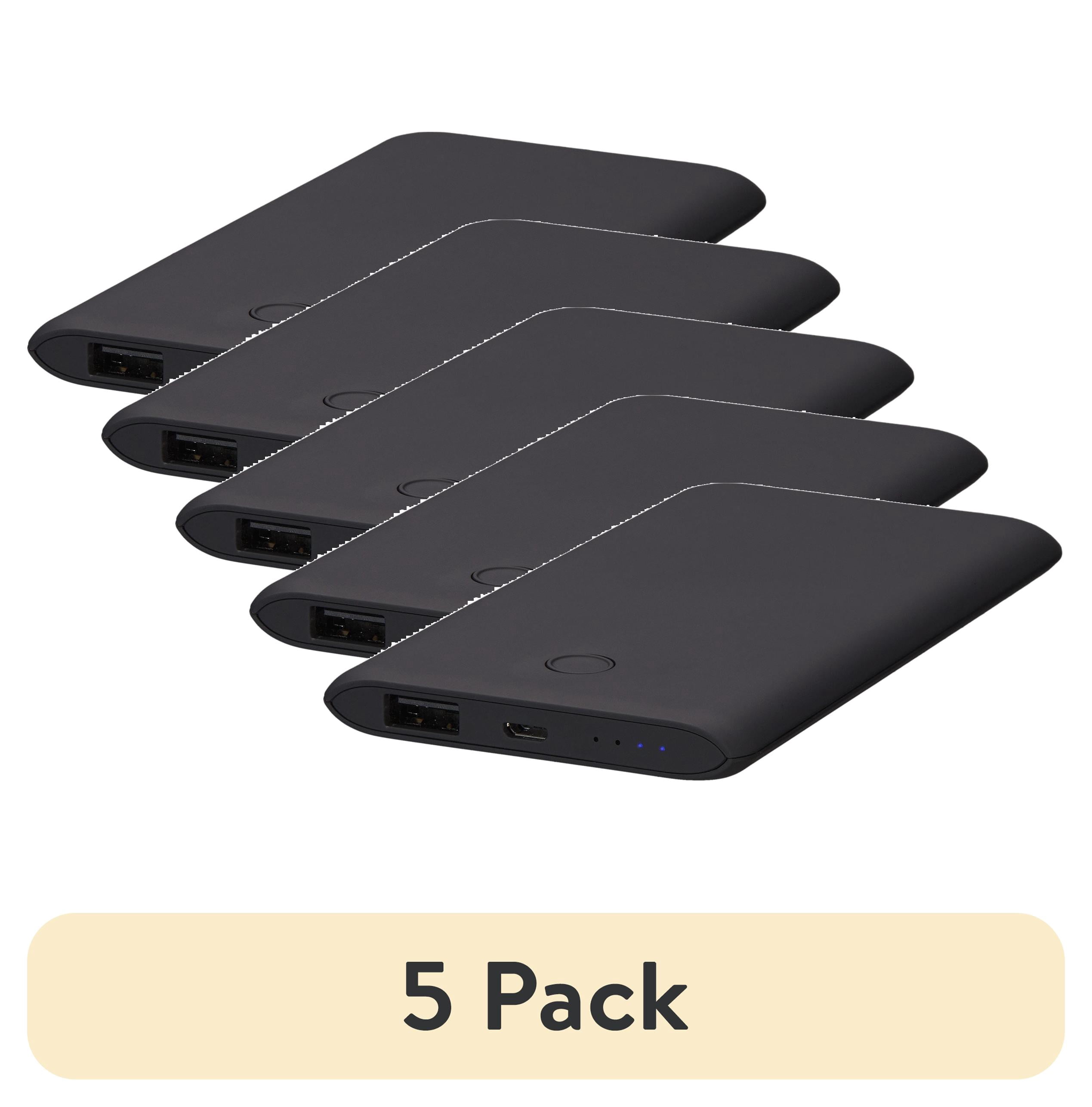 (5 pack) onn WIABLK100024310 5000 mAh Portable Power Pack with 30mm USB-a to Micro USB cable