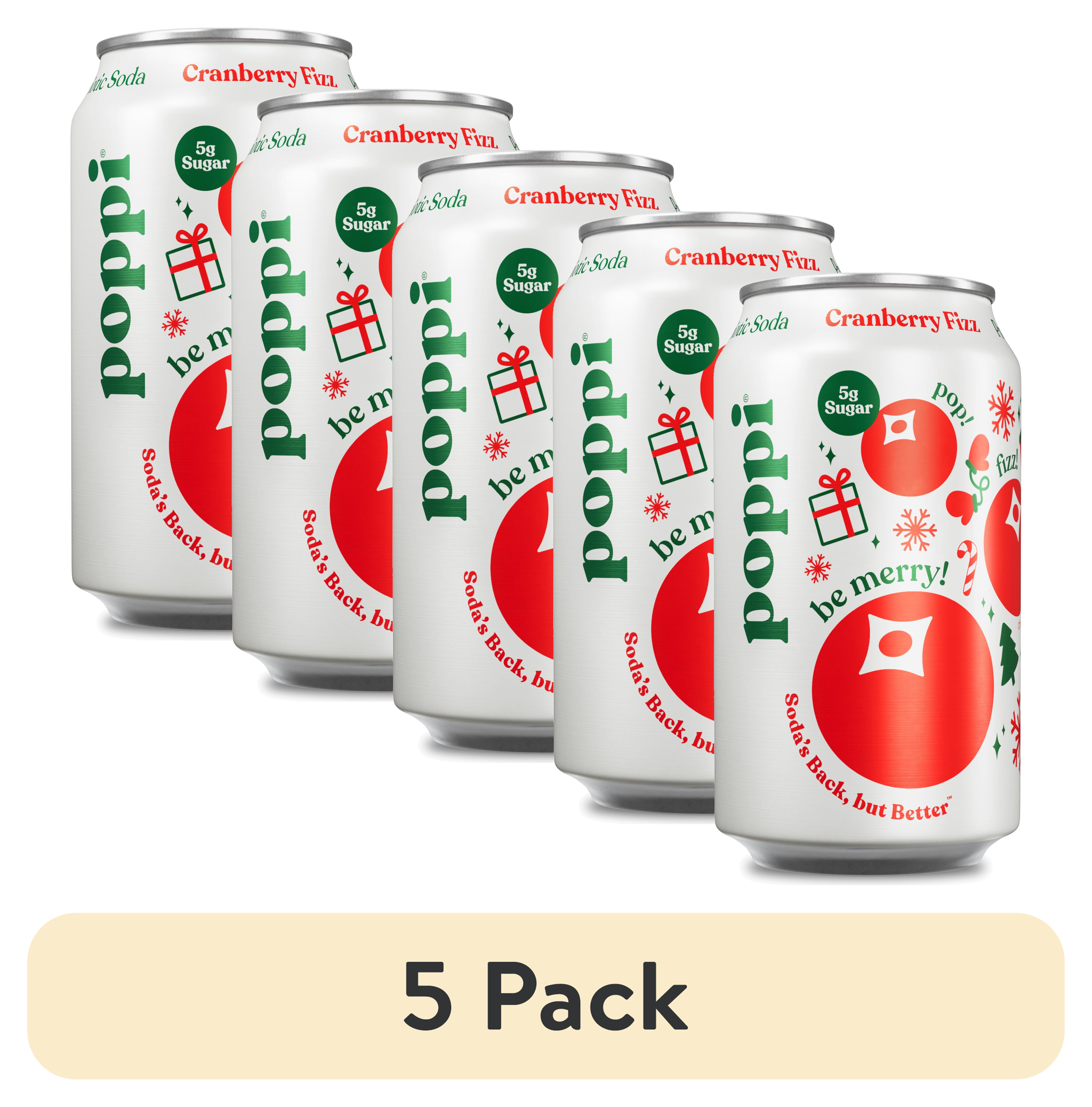 (5 pack) poppi Cranberry Fizz Prebiotic Soda, 12 fl oz, 1 SIngle Can