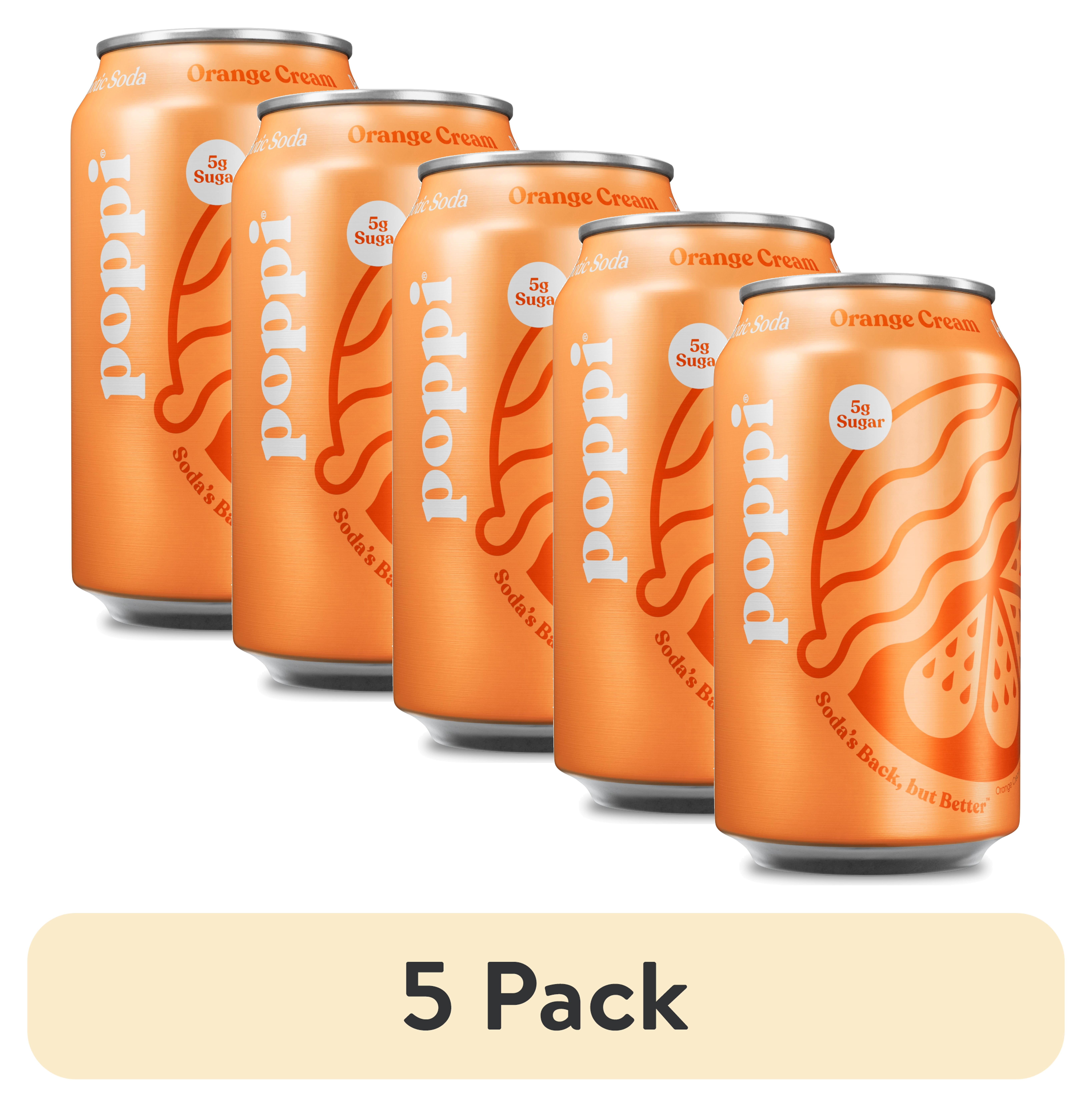(5 pack) poppi Orange Cream Prebiotic Soda, 12 fl oz, 1 Pack Can
