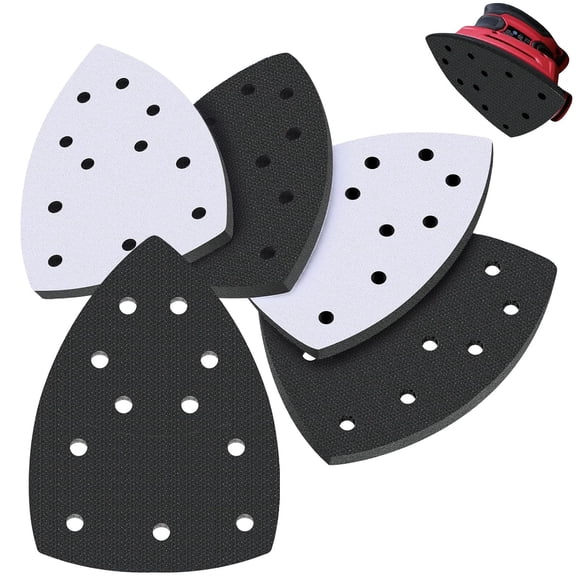 5 packs of 11-hole foam sandpaper pad, with hook and loop backing mouse detail interface pad, triangular sandpaper pad suitable for sanding machines, increases flexibility and balances pressure