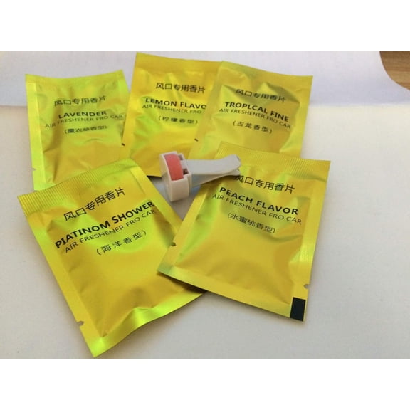 5 packs of car air freshener refills, car air vent clips replacement pads, solid fragrance air freshener refill sheets