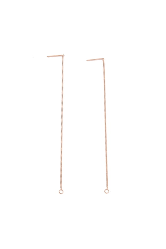 5 pair Ion Plating(IP) 304 Stainless Steel Stud Earring Finding with Hole Ear Thread Rose golden 109x1x0.4mm Hole: 1.7mm Pin: 0.7mm