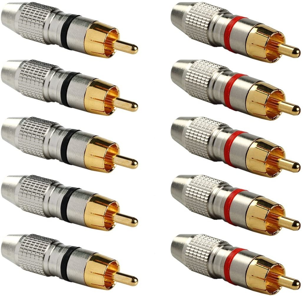 Rca Plug Adapter 5 pair RCA Male Plug Gold Audio Video Adapter Connector - Walmart.com