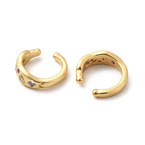 5 pair Rack Plating Brass Micro Pave Cubic Zirconia Cuff Earrings Long-Lasting Plated Jewelry for Women Cadmium Free Lead Free Real 18K golden Plated 13x13.5x4mm