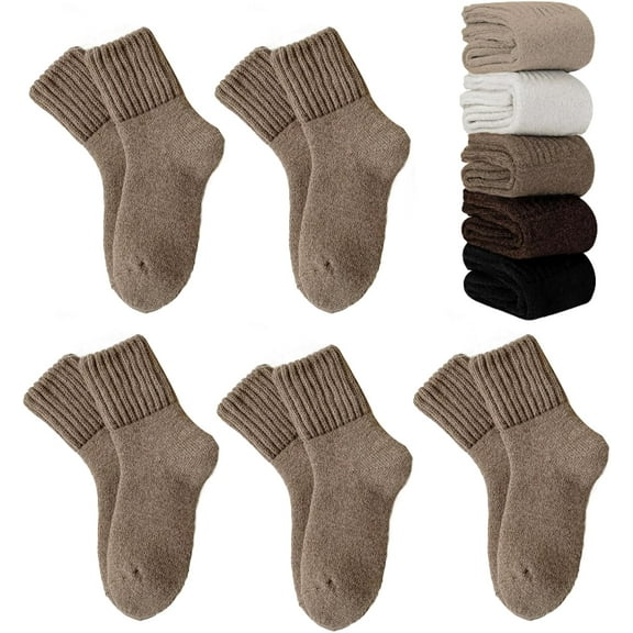 5-pair pack of women's solid color mid-calf socks, thickened boot-cut socks for winter, thick and warm, comfortable, soft and breathable cotton, and plenty of stretch.