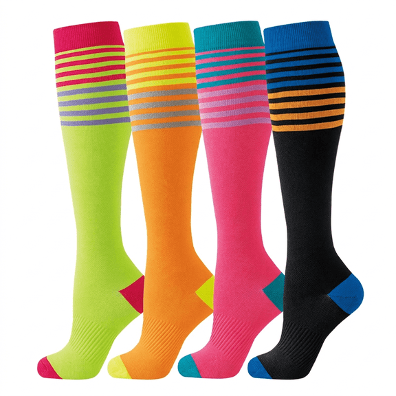 4 pairs Gradual Compression Sports Nylon Socks, Waterproof and Sweat Proof, Fast Drying