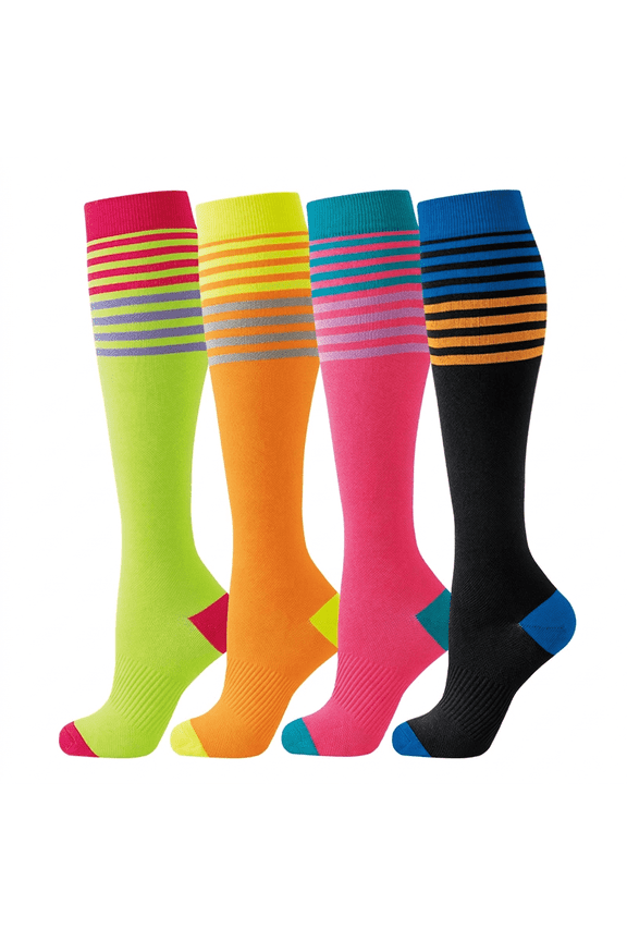 4 pairs Gradual Compression Sports Nylon Socks, Waterproof and Sweat Proof, Fast Drying