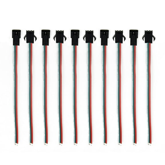 5 pairs JSTSM 3 pin plug male to female wire connector LED light with cable 3pin-10cm