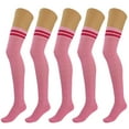 thumbnail image 1 of 5 pairs Over Knee Thigh Socks Knee-High Warm Stocking Women Boot Sock Leg Warmer High Socks - Pink, 1 of 10