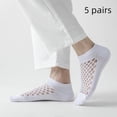 thumbnail image 1 of 5 pairs Soft Summer Breathable Sweat-absorbing Low Tube Men Ankle Socks Mesh Boat Sock Mesh Men Short Socks WHITE, 1 of 8