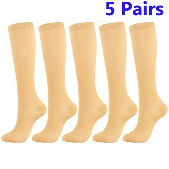 5 pairs Sport Compression Socks for Men and Women Knee High - made for running, athletics, pregnancy and travel（S/M）