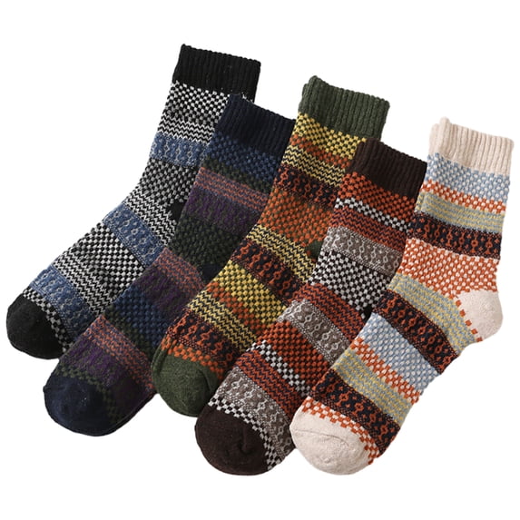 5 pairs cotton Socks,Warm Thick Hiking Thermal Cozy Boot Crew Socks for Boys Girls(Suggest 12 years old)-Style:Style 2;