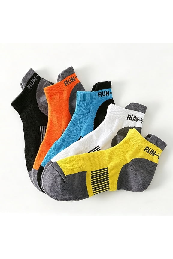 5 pairs of men's extra wide running socks for big feet, elastic breathable cushioning sports socks, suitable for shoe sizes 43-48, moisture-absorbent and breathable casual socks