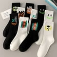 thumbnail image 1 of 5 pairs of Halloween socks for women, fashionable Halloween patterned mid-tube socks for men, breathable cotton casual socks, suitable for sports., 1 of 5
